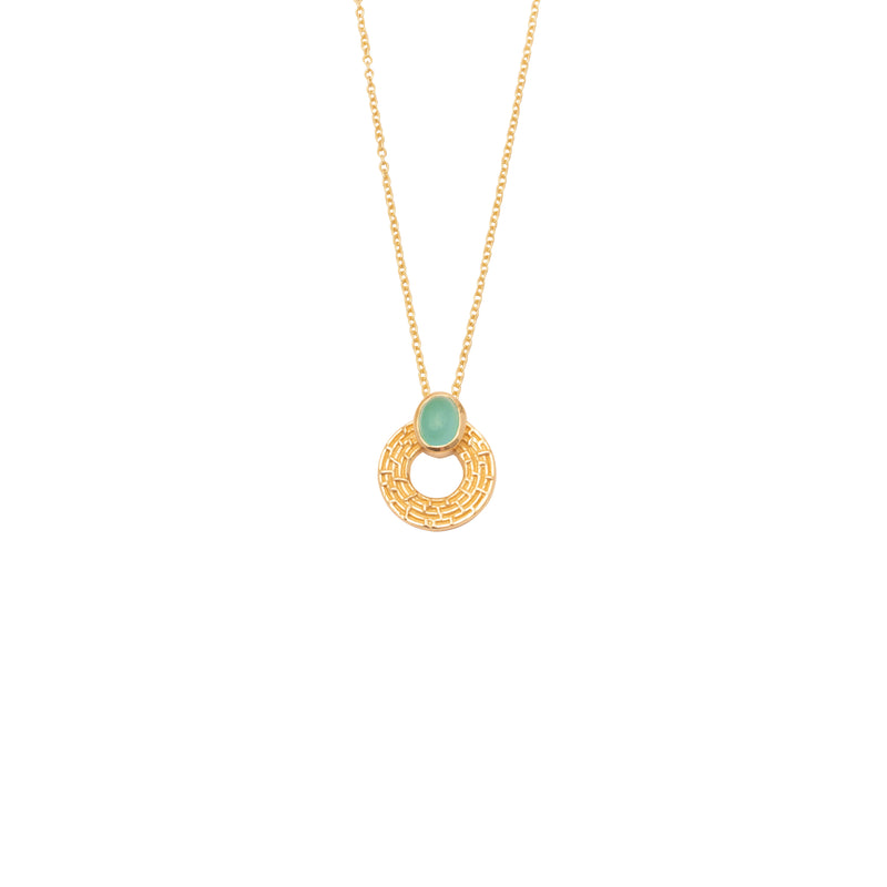 Salina round gold semi precious necklace