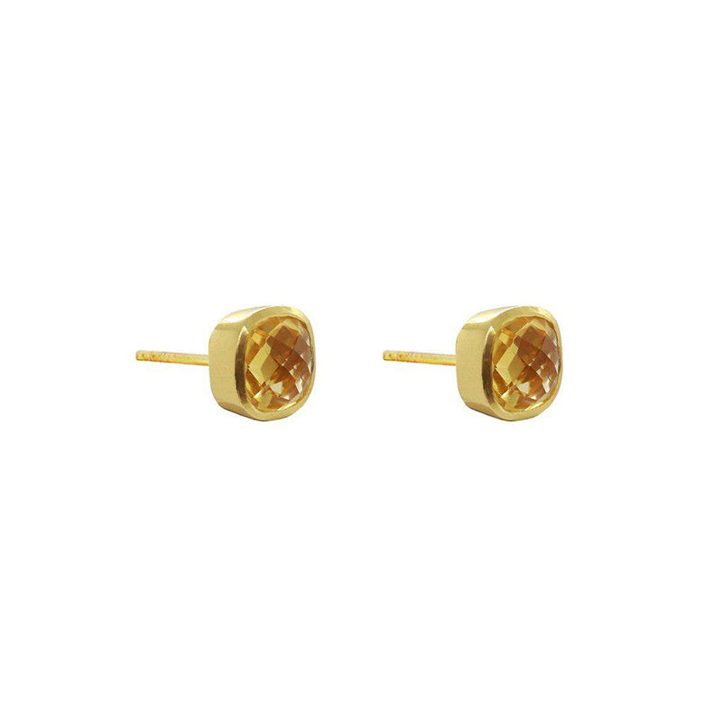 Shalaa semi-precious 2 micron gold studs