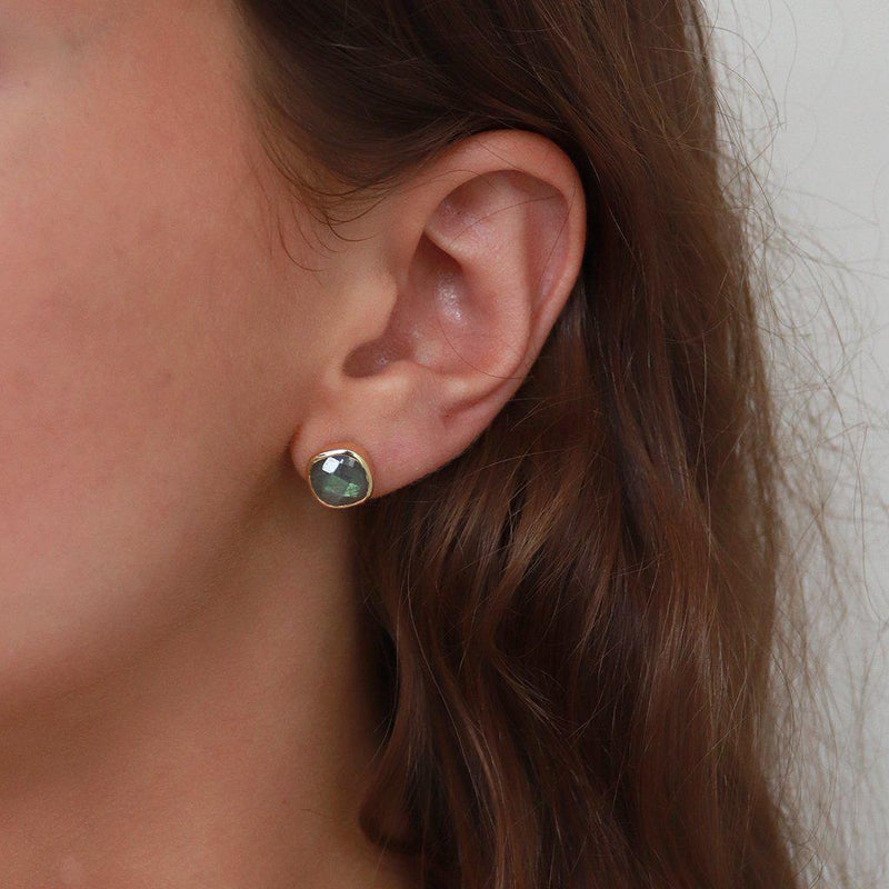 Shalaa semi-precious 2 micron gold studs