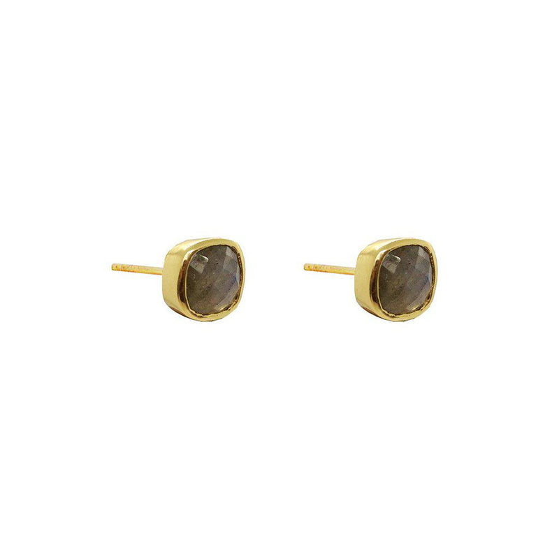 Shalaa semi-precious 2 micron gold studs