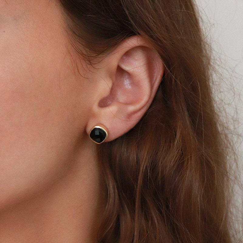 Shalaa semi-precious 2 micron gold studs