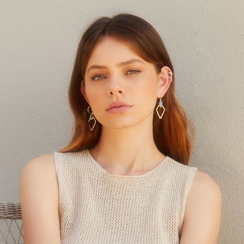 Dania semi-precious 2 micron gold earrings