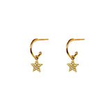 Star crystal hoop drop earrings