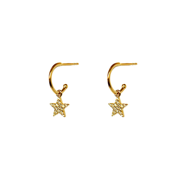Star crystal hoop drop earrings