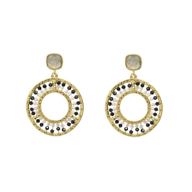 Stevie drop earring 2 micron gold semi precious