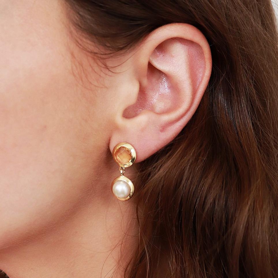 Summer drop earring 2 micron gold freshwater pearl | MEZI