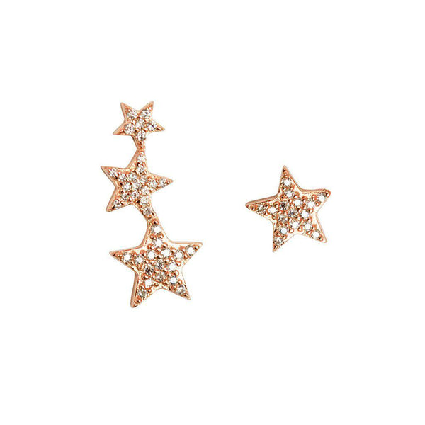 Three stars rose gold crystal set crawlers