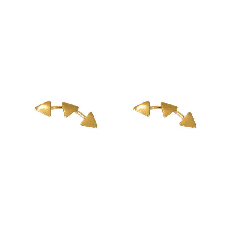 Three triangle 2micron gold plated studs