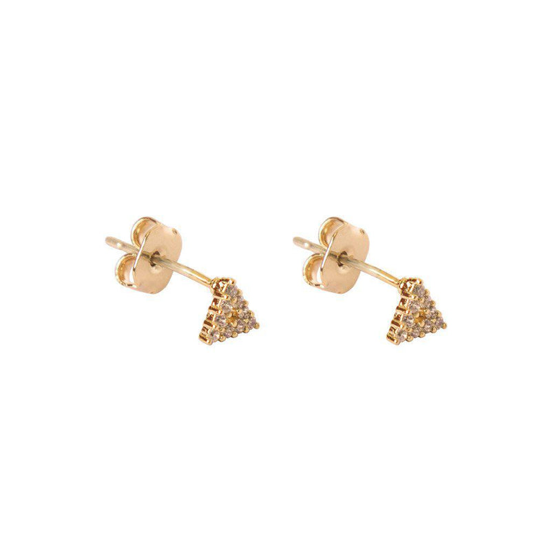 Triangle gold crystal studs earrings