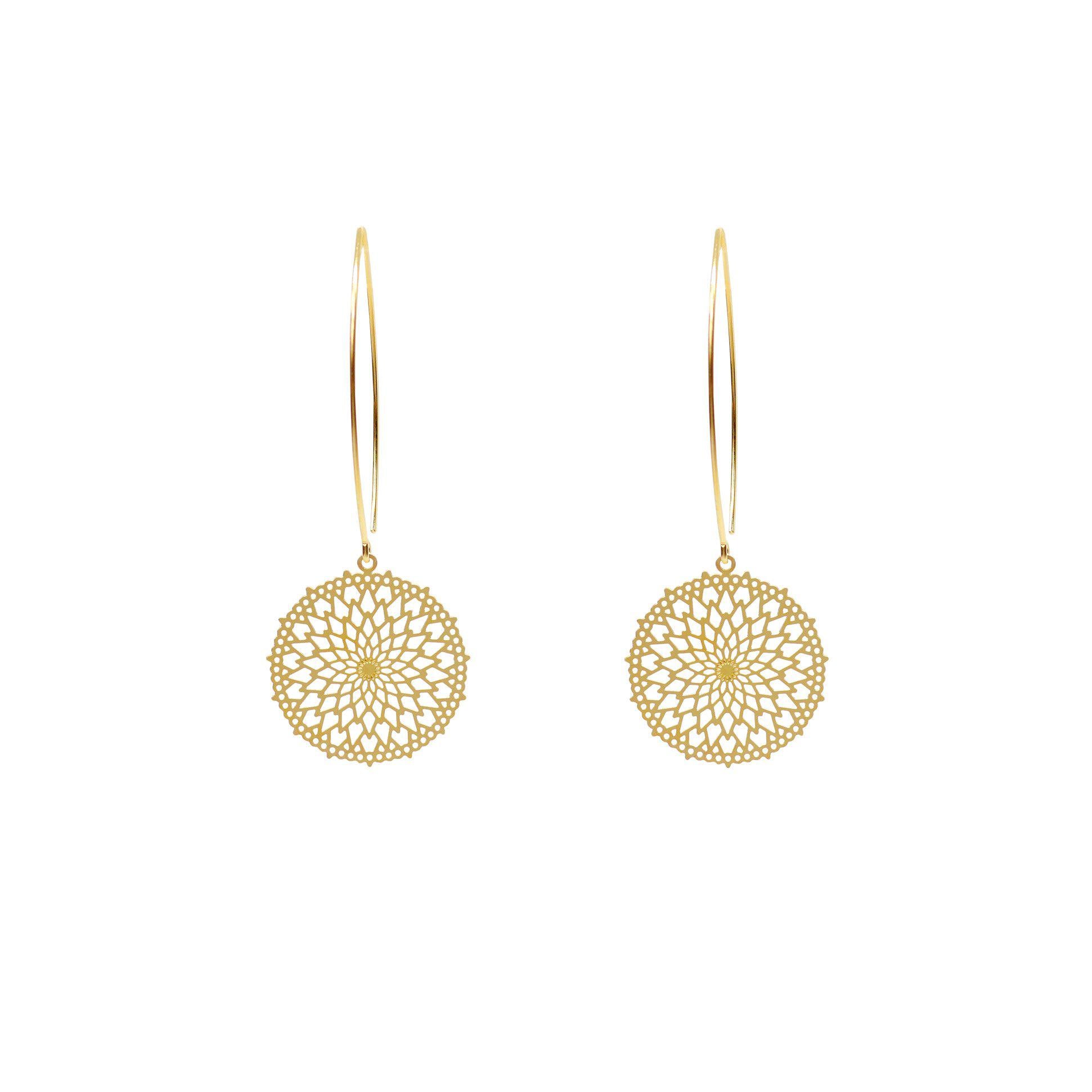 Trina filigree gold filled drop hook earrings