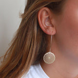 Trina filigree gold filled drop hook earrings