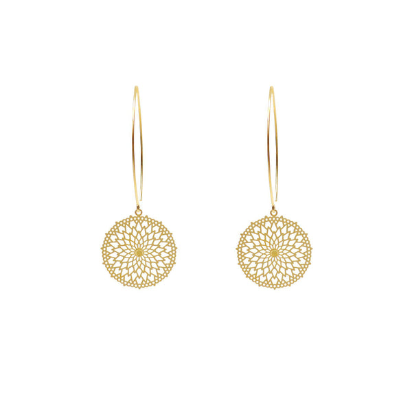 Trina filigree gold filled drop hook earrings