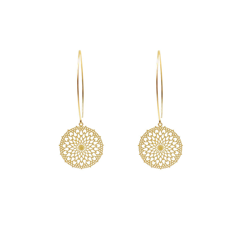 Trina filigree gold filled drop hook earrings