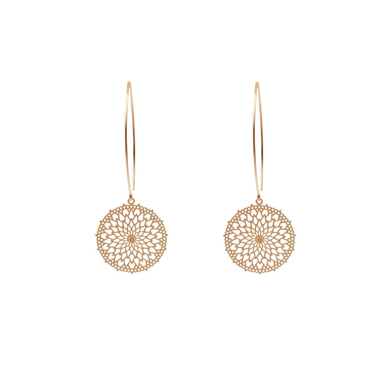 Trina filigree gold filled drop hook earrings