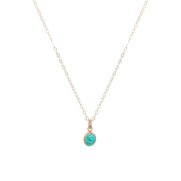 TURQUOISE GOLD FILLED LARGE DROP PENDANT-Necklaces-MEZI