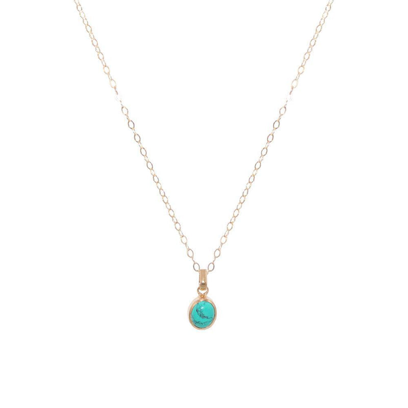 TURQUOISE GOLD FILLED LARGE DROP PENDANT-Necklaces-MEZI