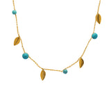 Daun semi-precious silk gold filled leaf necklace