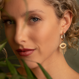 Orlan evil eye green amethyst hoop earrings