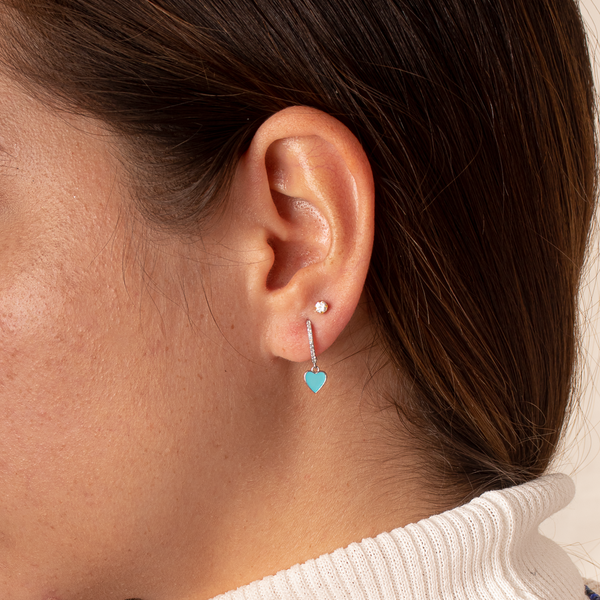 Azul heart enamel huggie earrings