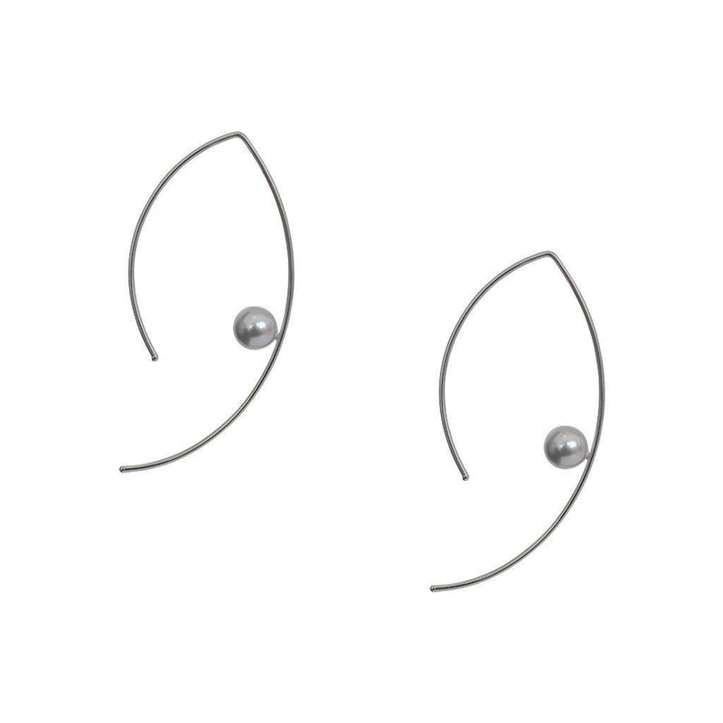 Venus fresh water pearl silver open hoop earrings