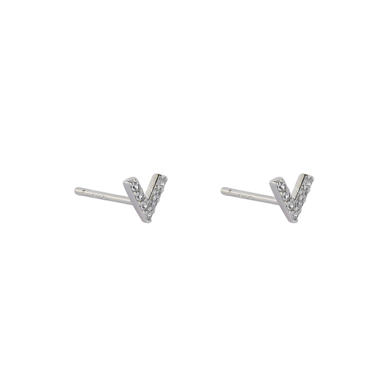 Victory crystal sterling silver studs