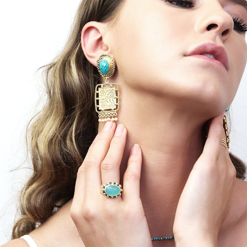 Ruta semi precious gold earrings