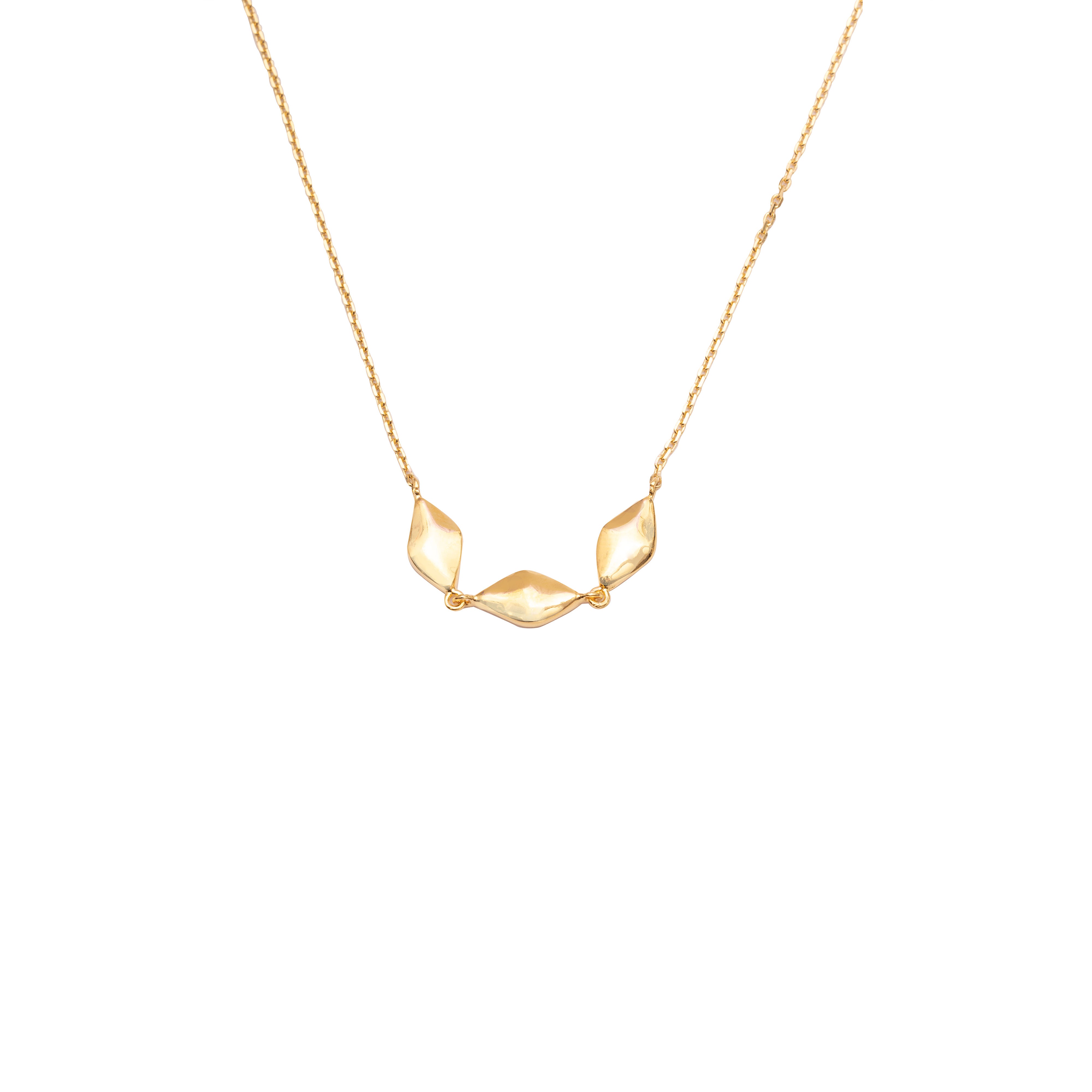 Zeal diamond shape sterling silver gold plated necklace | MEZI